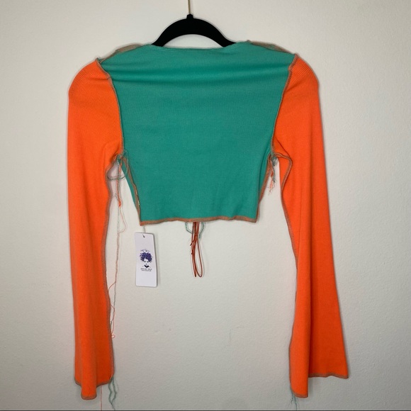 IG BADDIE DISTRESSED SEAMS TIE FRONT TOP - Picture 3 of 4